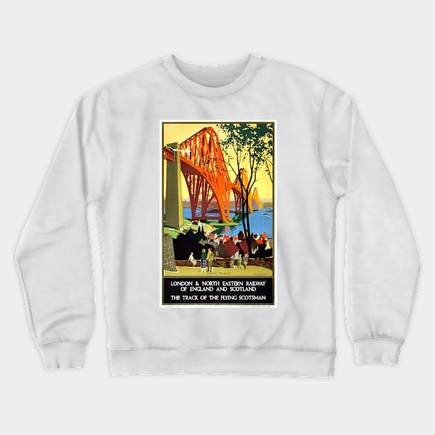 Forth Bridge Scotland Vintage Railway Poster 1928 Crewneck Sweatshirt by vintagetreasure